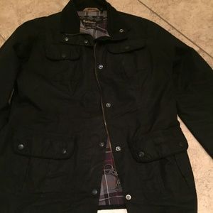 Barbour Black Waxed Cotton Utility Jacket - Size 8